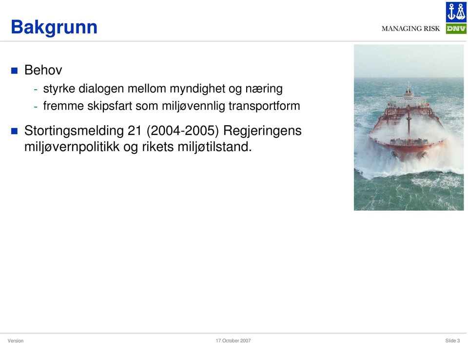 transportform Stortingsmelding 21 (2004-2005)