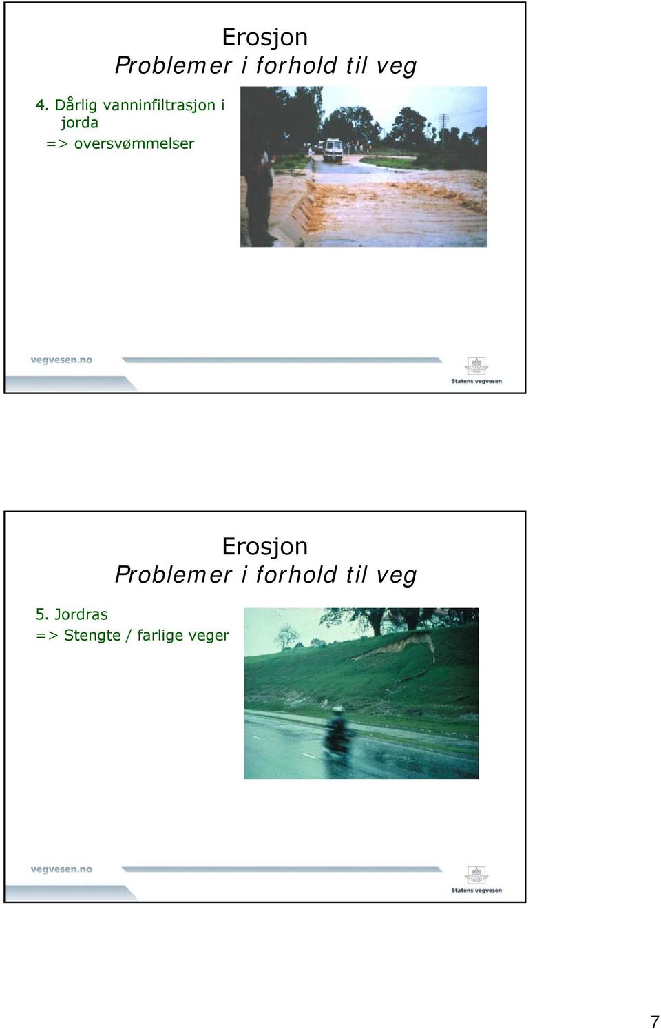 oversvømmelser Erosjon Problemer i
