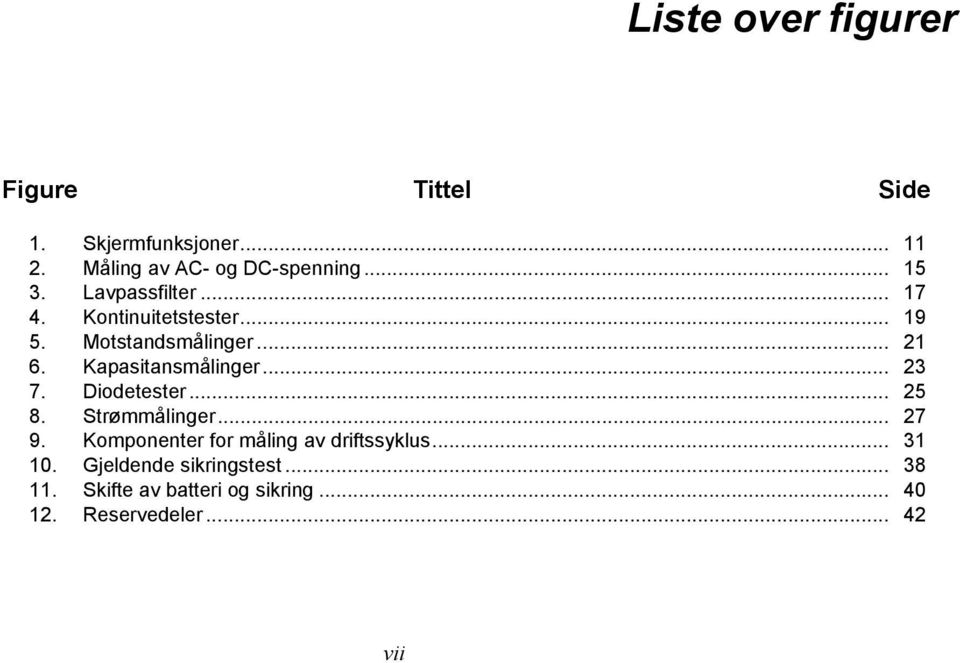 Kapasitansmålinger... 23 7. Diodetester... 25 8. Strømmålinger... 27 9.