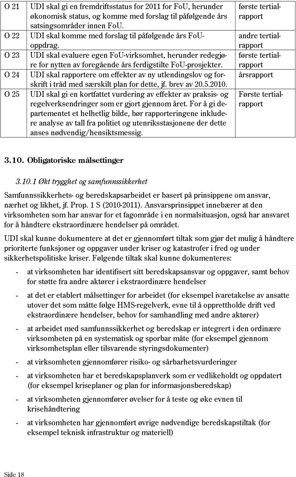 UDI skal rapportere om effekter av ny utlendingslov og forskrift i tråd med særskilt plan for dette, jf. brev av 20.5.2010.