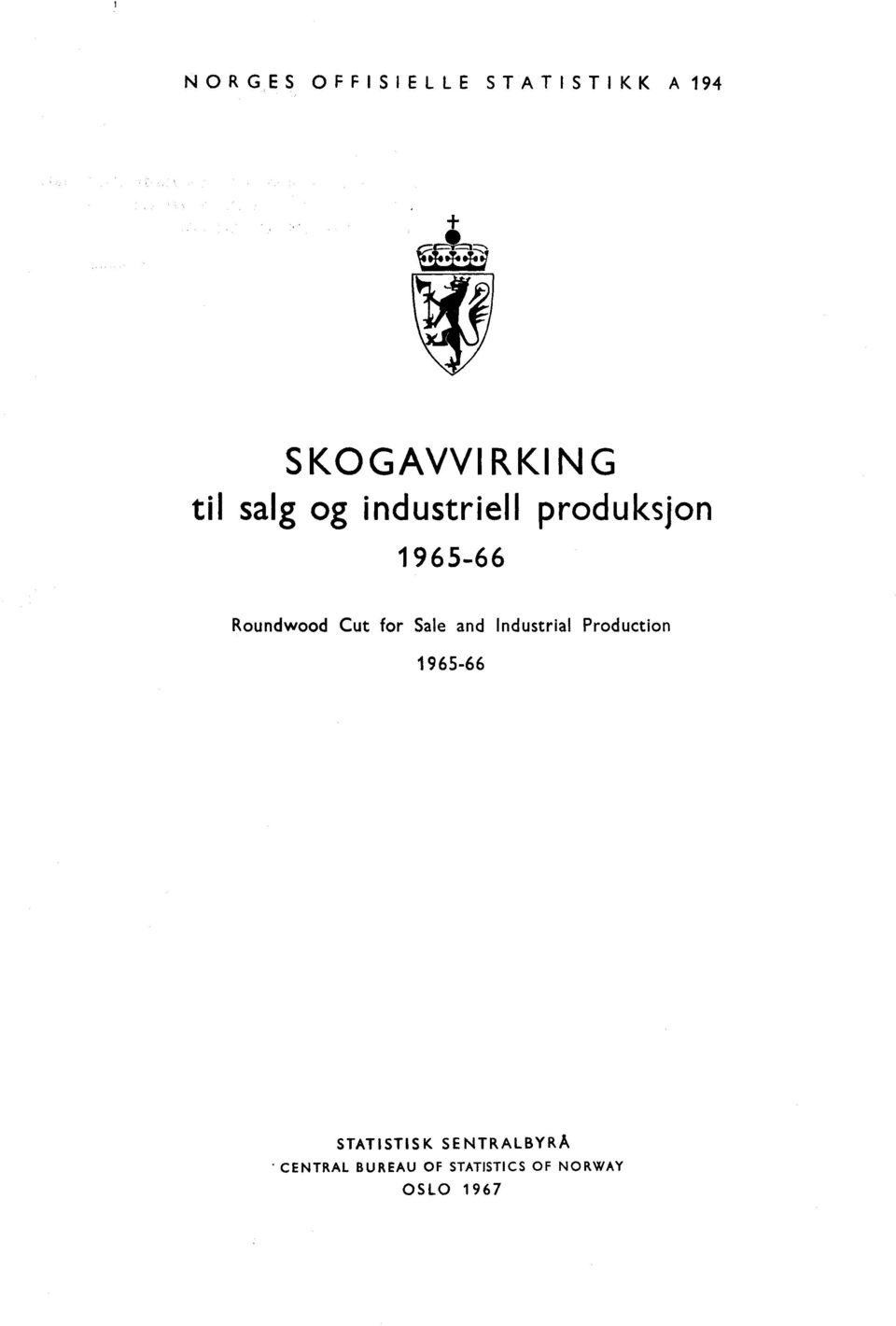 Sale and Industrial Production 196566 STATISTISK