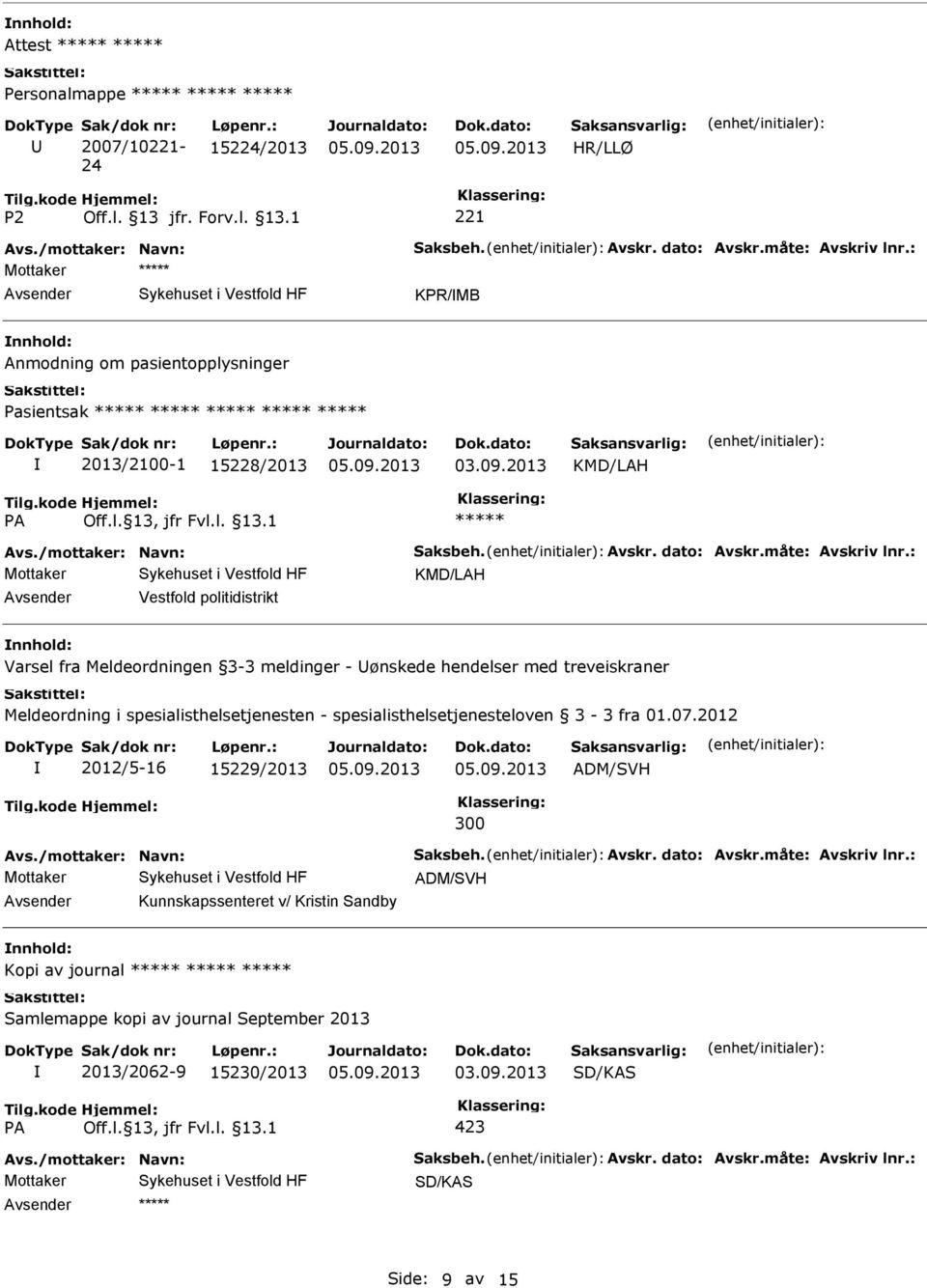 : KMD/LAH Vestfold politidistrikt Varsel fra Meldeordningen 3-3 meldinger - ønskede hendelser med treveiskraner Meldeordning i spesialisthelsetjenesten - spesialisthelsetjenesteloven 3-3 fra 01.07.