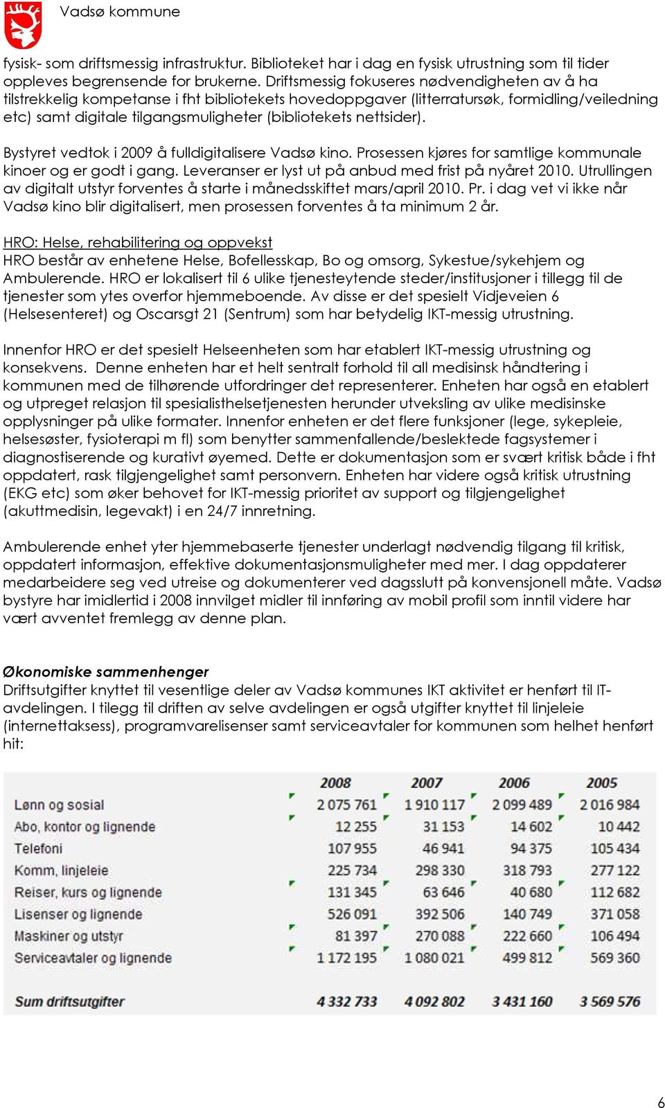 nettsider). Bystyret vedtok i 2009 å fulldigitalisere Vadsø kino. Prosessen kjøres for samtlige kommunale kinoer og er godt i gang. Leveranser er lyst ut på anbud med frist på nyåret 2010.