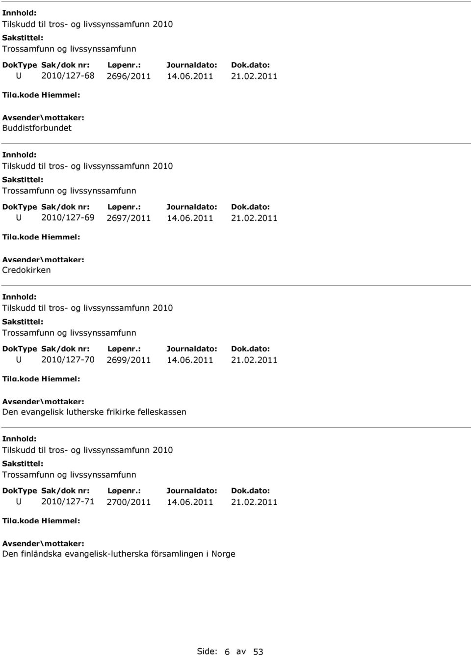 lutherske frikirke felleskassen 2010/127-71 2700/2011 Den