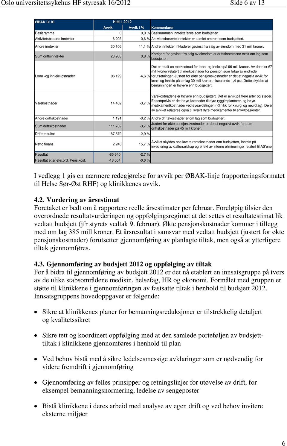 Andre inntekter 30 106 11,1 % Andre inntekter inkluderer gevinst fra salg av eiendom med 31 mill kroner.