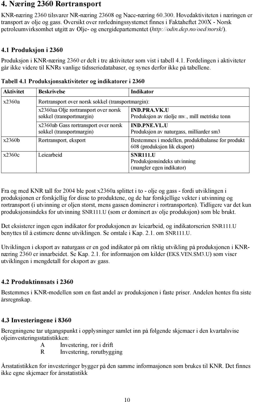 1 Produksjon i 2360 Produksjon i KNR-næring 2360 er delt i tre aktiviteter som vist i tabell 4.1. Fordelingen i aktiviteter går ikke videre til KNRs vanlige tidsseriedatabaser, og synes derfor ikke på tabellene.