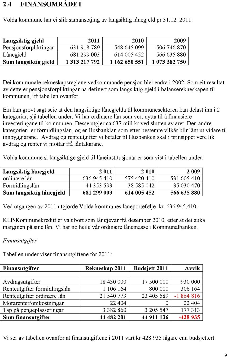 382 750 Dei kommunale rekneskapsreglane vedkommande pensjon blei endra i 2002.