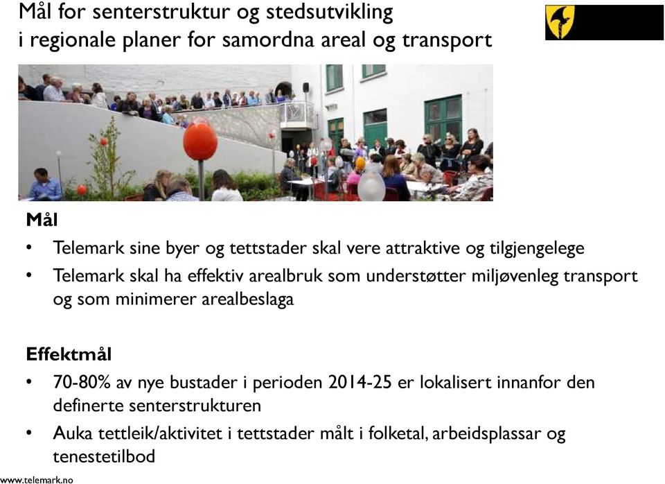 miljøvenleg transport og som minimerer arealbeslaga Effektmål 70-80% av nye bustader i perioden 2014-25 er