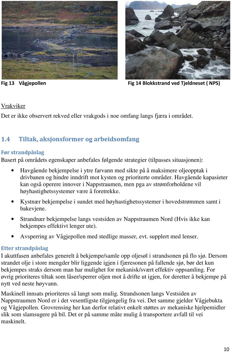 Blokkstrand ved Tjeldneset ( NPS) Vrakviker Det er ikke observert rekved eller vrakgods i noe omfang langs fjæra i området. 1.