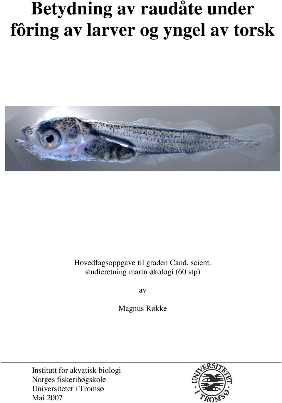 studieretning marin økologi (60 stp) av Magnus Røkke