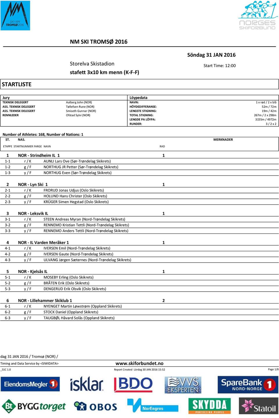 TEKNISK DELEGERT RENNLEDER Aalberg John (NOR) Tøllefsen Rune (NOR) Smiseth Gunnar (NOR) Ofstad Sylvi (NOR) Löypedata NAVN: 1 x rød / 2 x blå HÖYDEDIFFERANSE: 52m / 72m LENGSTE STIGNING: 19m / 42m