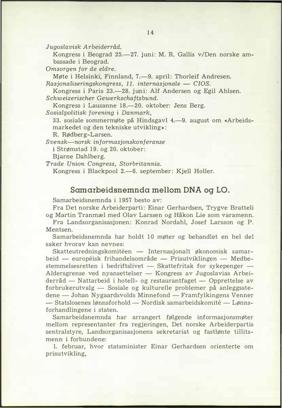 Sosiapoitisk forening i Danmark, 33. sosiae sommermøte på Hindsgav 4.9. august om «Arbeidsmarkedet og den tekniske utviking,. : R. RØdbergLarsen. Svensknorsk informasjonskonferanse i StrØmstad 19.