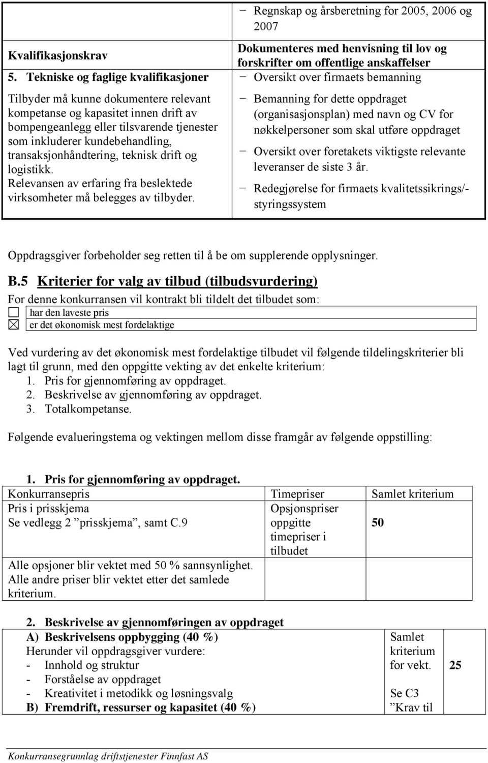 transaksjonhåndtering, teknisk drift og logistikk. Relevansen av erfaring fra beslektede virksomheter må belegges av tilbyder.