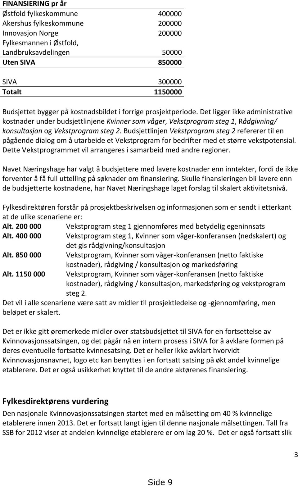 Det ligger ikke administrative kostnader under budsjettlinjene Kvinner som våger, Vekstprogram steg 1, Rådgivning/ konsultasjon og Vekstprogram steg 2.