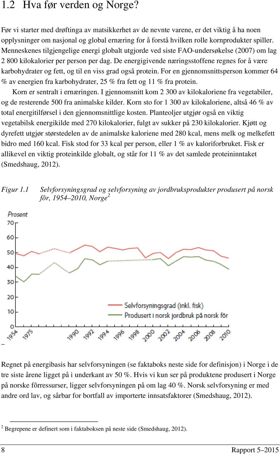 Menneskenes tilgjengelige energi globalt utgjorde ved siste FAO-undersøkelse (2007) om lag 2 800 kilokalorier per person per dag.