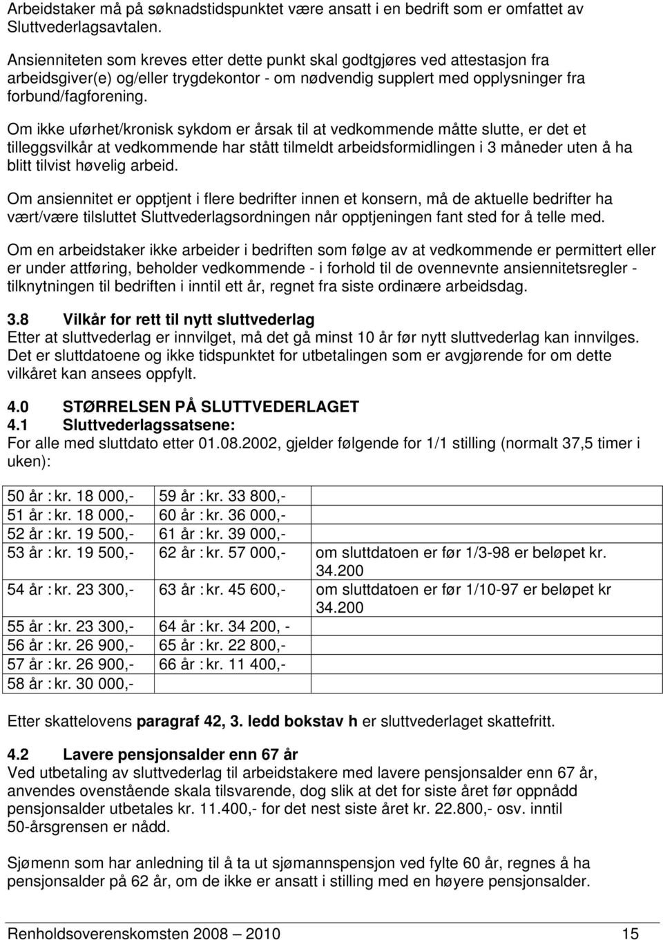 Om ikke uførhet/kronisk sykdom er årsak til at vedkommende måtte slutte, er det et tilleggsvilkår at vedkommende har stått tilmeldt arbeidsformidlingen i 3 måneder uten å ha blitt tilvist høvelig