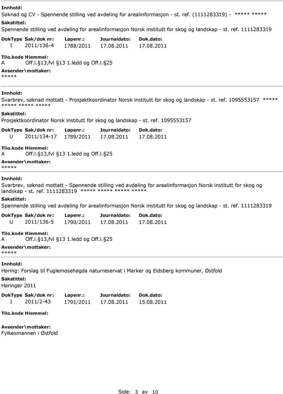 stilling ved avdeling for arealinformasjon Norsk institutt for skog og landskap - st. ref.