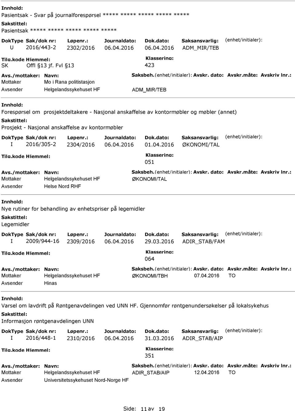 2016 01.04.2016 ØKONOM/TAL 051 ØKONOM/TAL Helse Nord RHF Nye rutiner for behandling av enhetspriser på legemidler Legemidler 2009/944-16 2309/2016 29.03.