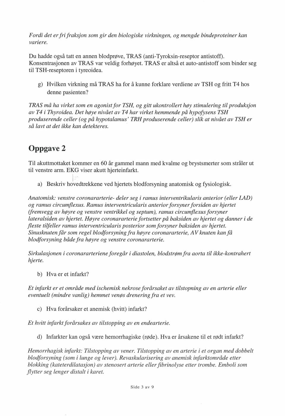 g) Hvilken virkning ma TRAS ha for å kunne forklare verdiene av TSH og fritt T4 hos denne pasienten?