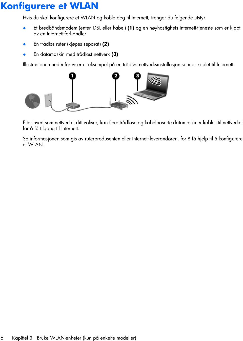 en trådløs nettverksinstallasjon som er koblet til Internett.