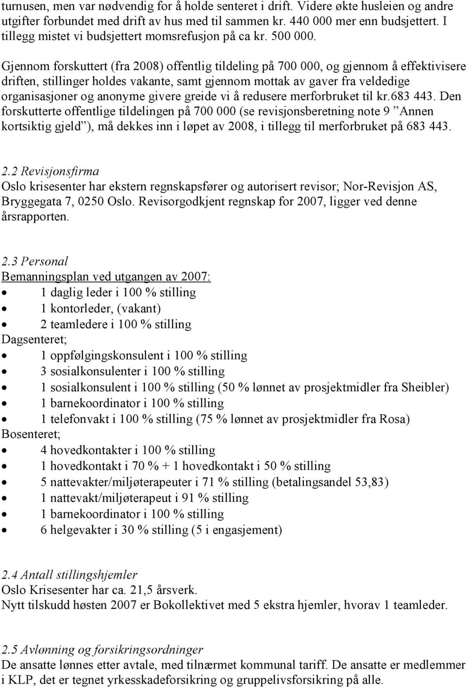 Gjennom forskuttert (fra 2008) offentlig tildeling på 700 000, og gjennom å effektivisere driften, stillinger holdes vakante, samt gjennom mottak av gaver fra veldedige organisasjoner og anonyme