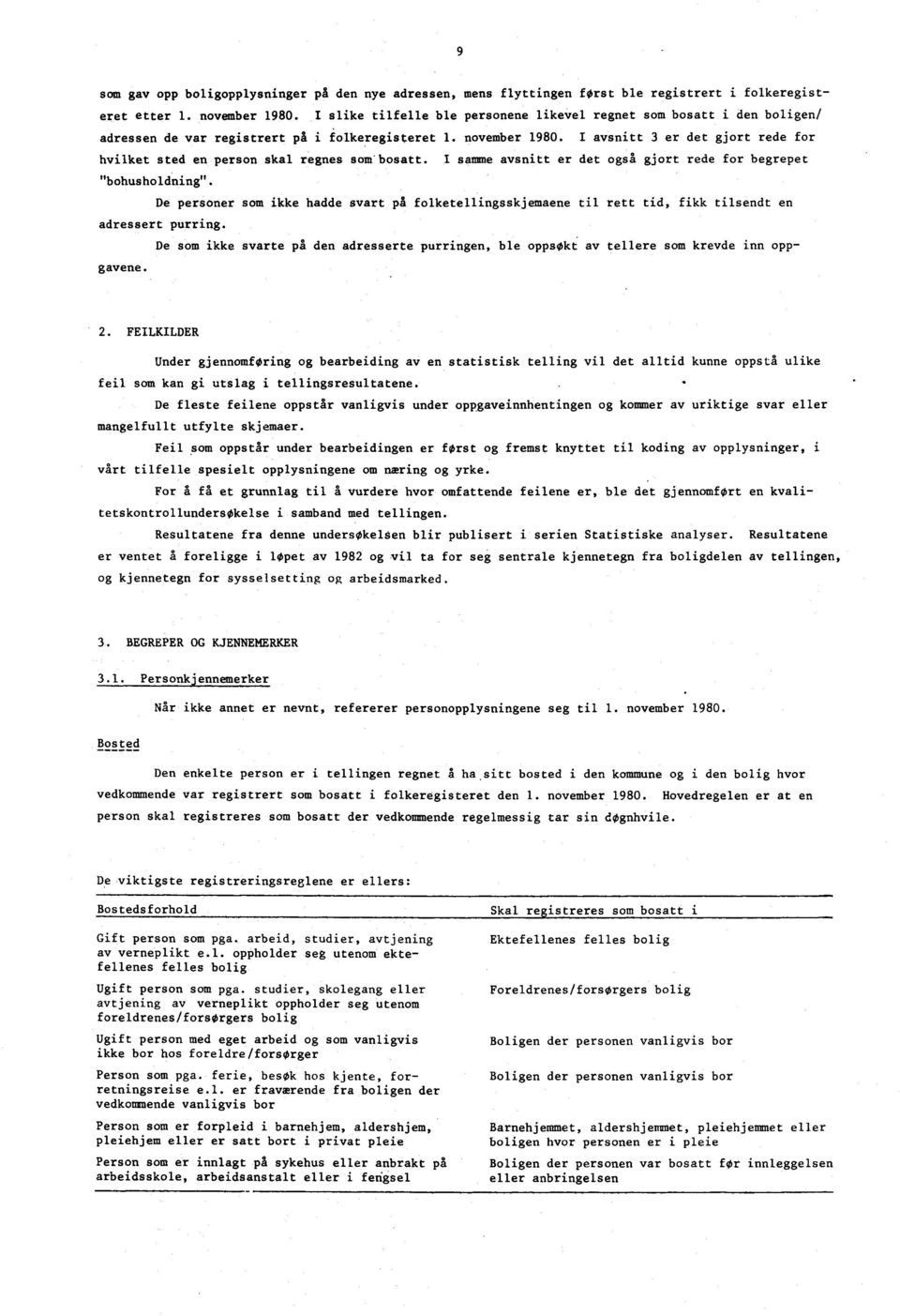 I avsnitt 3 er det gjort rede for hvilket sted en person skal regnes som'bosatt. I samme avsnitt er det også gjort rede for begrepet "bohusholdning".