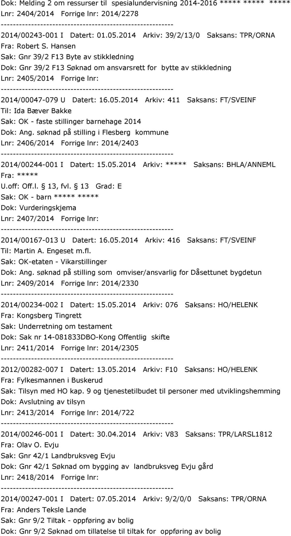 Hansen Sak: Gnr 39/2 F13 Byte av stikkledning Dok: Gnr 39/2 F13 Søknad om ansvarsrett for bytte av stikkledning Lnr: 2405/