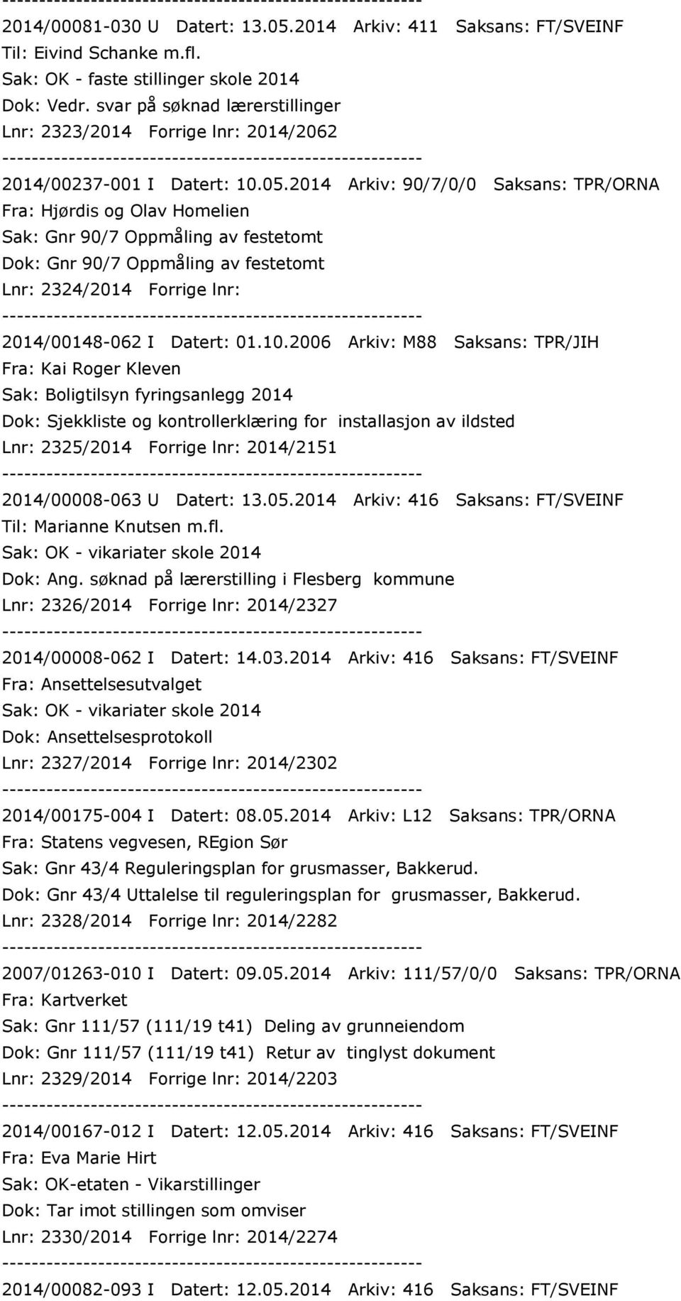 2014 Arkiv: 90/7/0/0 Saksans: TPR/ORNA Fra: Hjørdis og Olav Homelien Sak: Gnr 90/7 Oppmåling av festetomt Dok: Gnr 90/7 Oppmåling av festetomt Lnr: 2324/2014 Forrige lnr: 2014/00148-062 I Datert: 01.