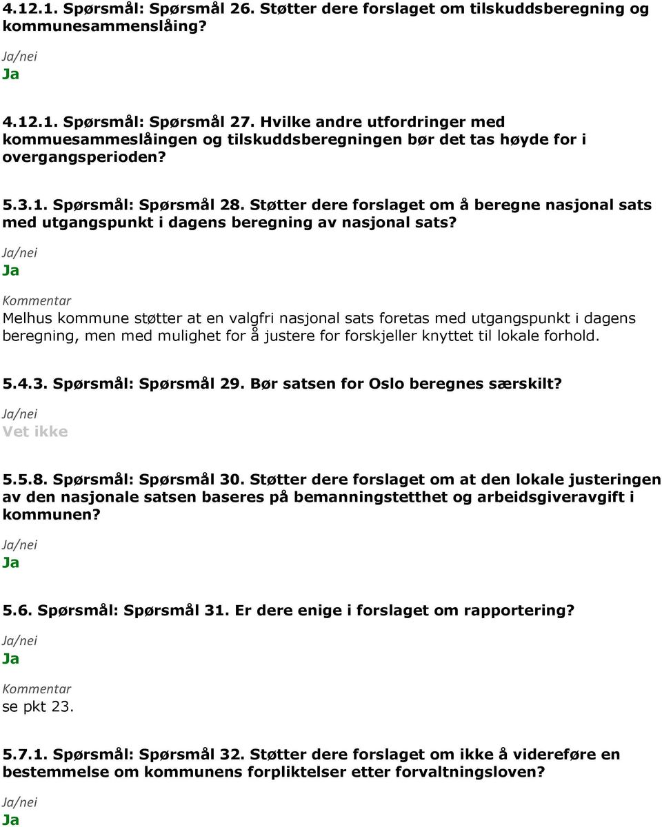 Støtter dere forslaget om å beregne nasjonal sats med utgangspunkt i dagens beregning av nasjonal sats?