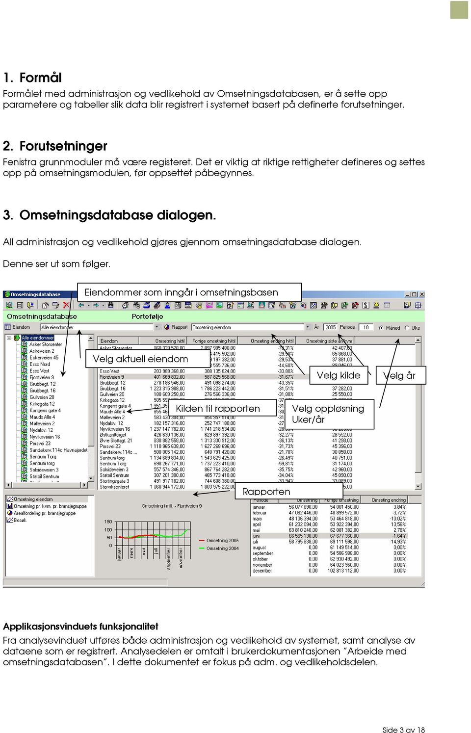 All administrasjon og vedlikehold gjøres gjennom omsetningsdatabase dialogen. Denne ser ut som følger.