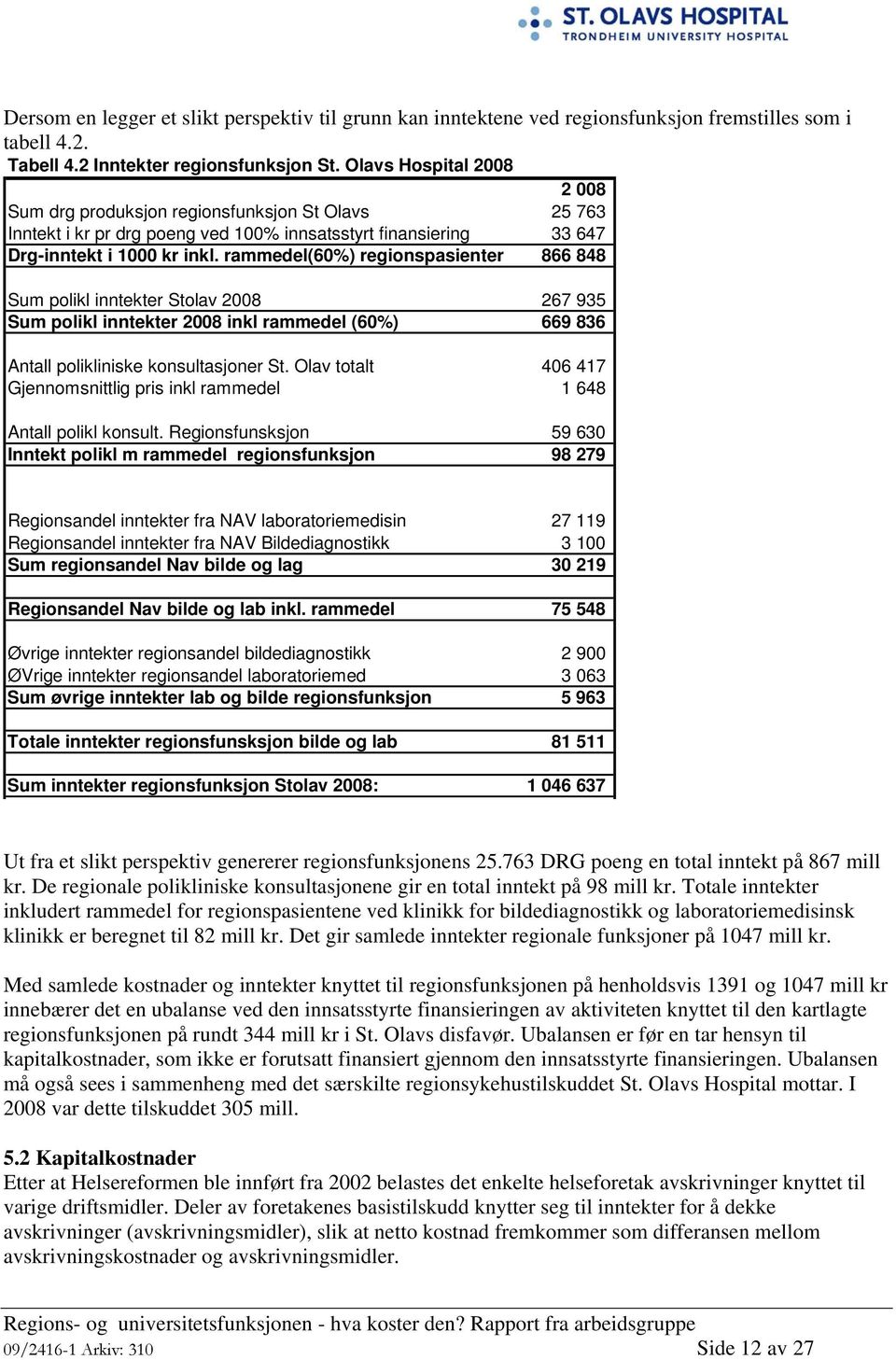 rammedel(60%) regionspasienter 866 848 Sum polikl inntekter Stolav 2008 267 935 Sum polikl inntekter 2008 inkl rammedel (60%) 669 836 Antall polikliniske konsultasjoner St.