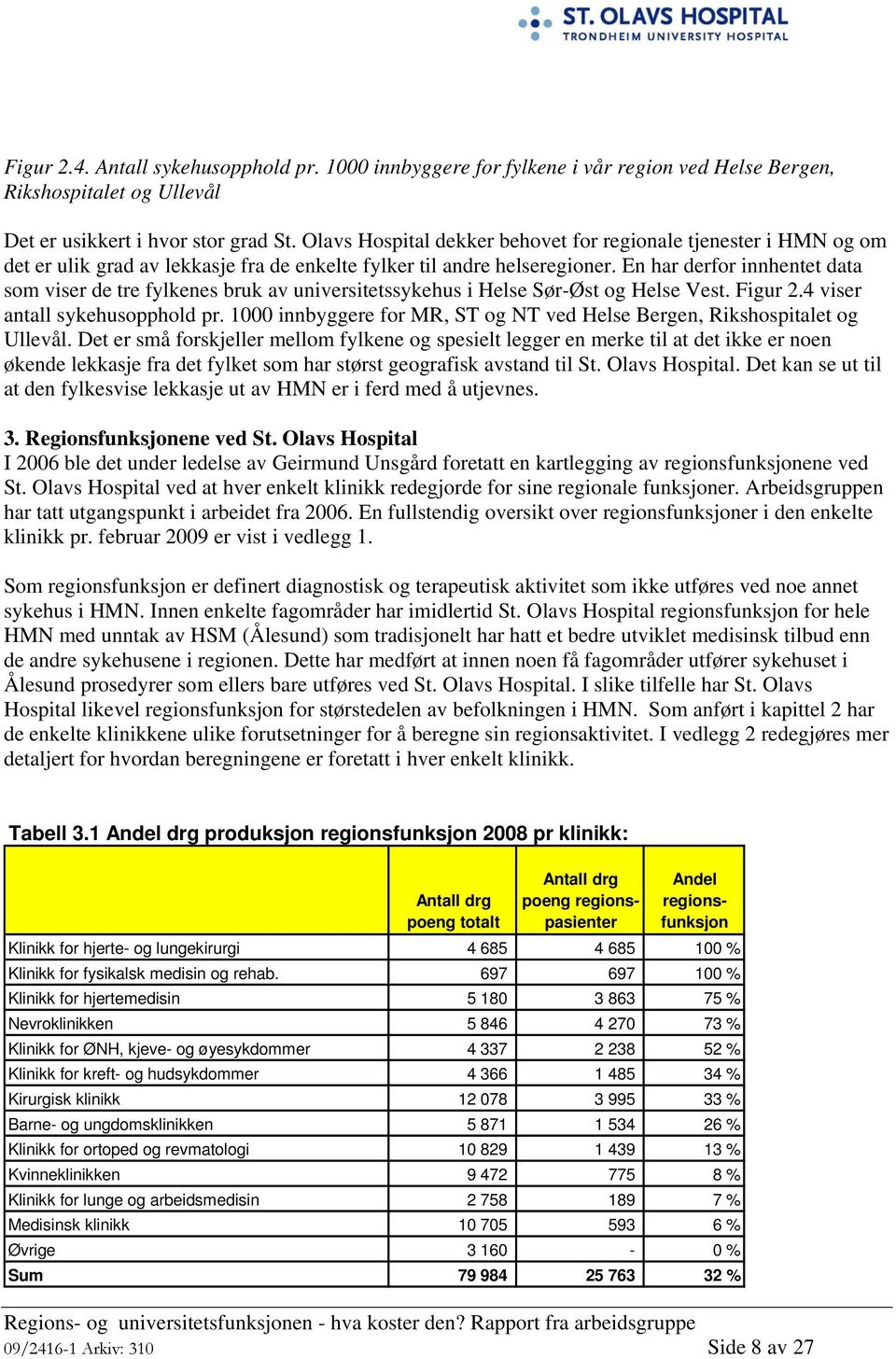 En har derfor innhentet data som viser de tre fylkenes bruk av universitetssykehus i Helse Sør-Øst og Helse Vest. Figur 2.4 viser antall sykehusopphold pr.