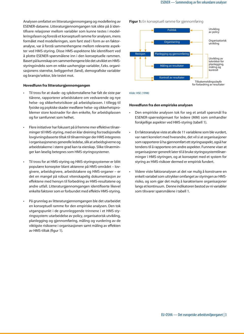 fant sted i form av en faktoranalyse, var å forstå sammenhengene mellom relevante aspekter ved HMS-styring.