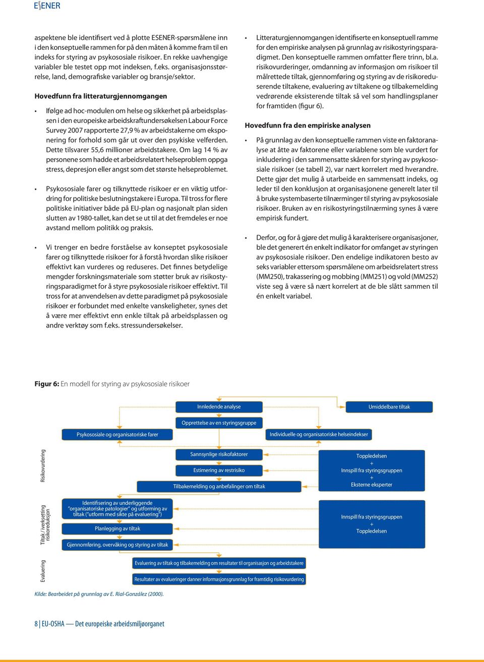 Hovedfunn fra litteraturgjennomgangen Ifølge ad hoc-modulen om helse og sikkerhet på arbeidsplassen i den europeiske arbeidskraftundersøkelsen Labour Force Survey 2007 rapporterte 27,9 % av