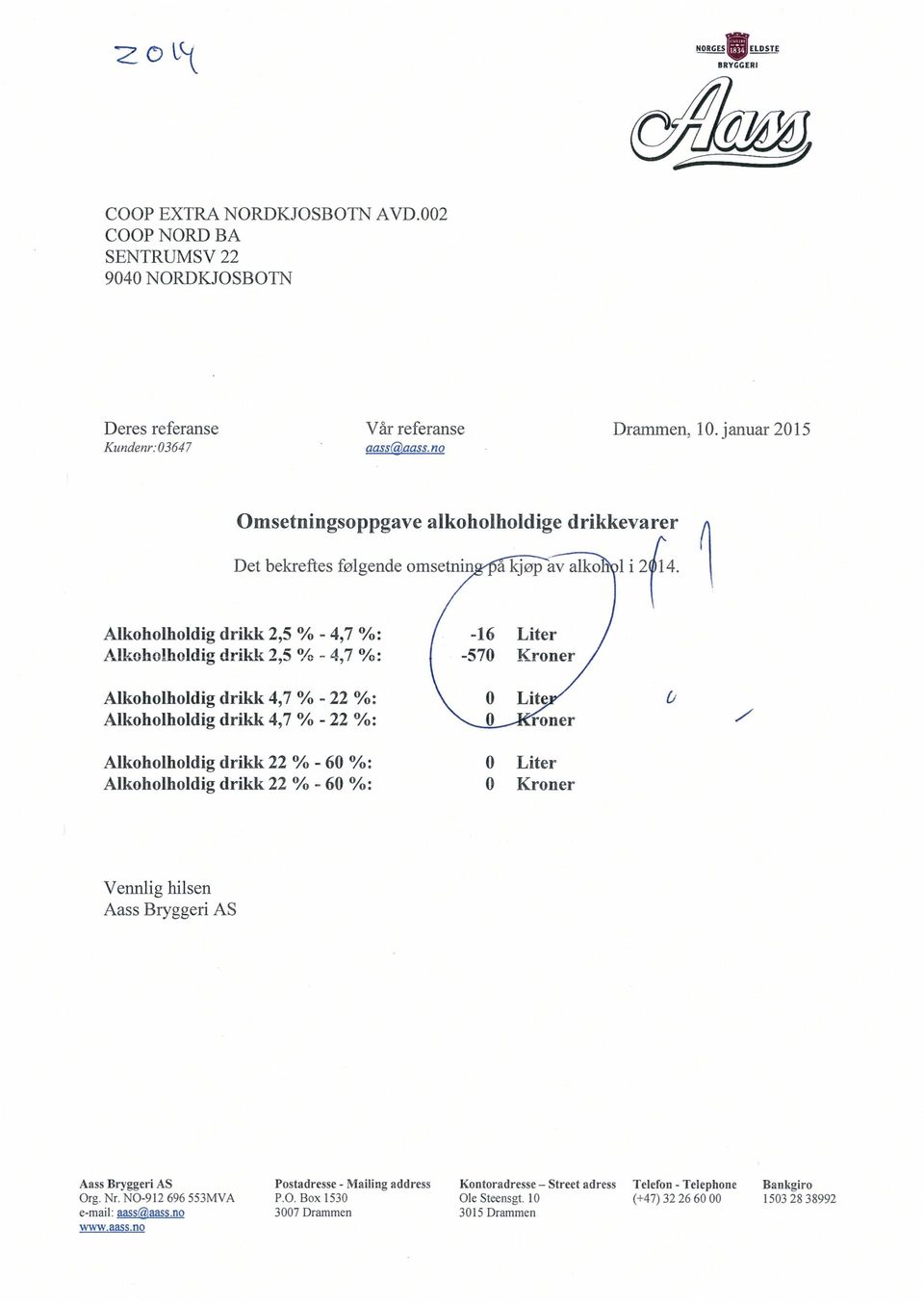 Alkoholholdig drikk 2,5 % - 4,7 %: Alkoholholdig drikk 2,5 % 4,7 %: Alkoholholdig drikk 4,7-22 %: Alkoholholdig drikk 4,7 % - 22 %: Alkoholholdig drikk 22 % - 60 %: Alkoholholdig drikk 22 % 60 %: -16