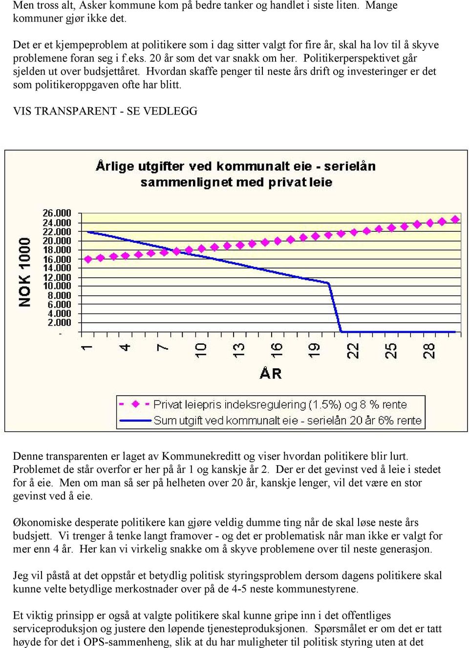 Politikerperspektivet går sjelden ut over budsjettåret. Hvordan skaffe penger til neste års drift og investeringer er det som politikeroppgaven ofte har blitt.