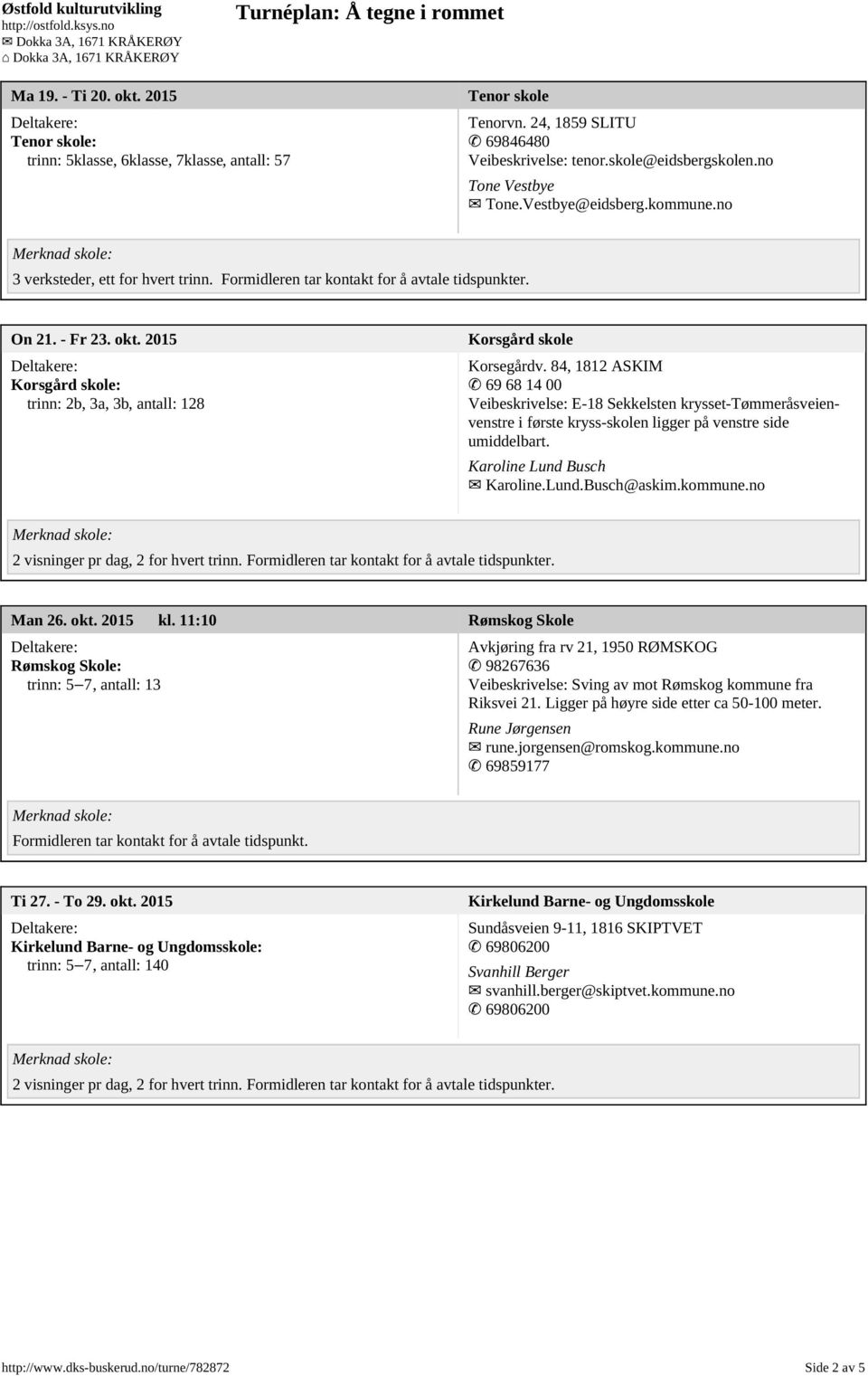 2015 Korsgård skole: trinn: 2b, 3a, 3b, antall: 128 Korsgård skole Korsegårdv.