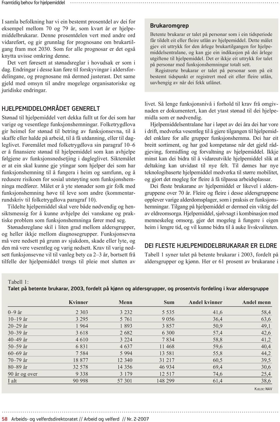 Det vert føresett at stønadsreglar i hovudsak er som i dag. Endringar i desse kan føre til forskyvingar i aldersfordelingane, og prognosane må dermed justerast.