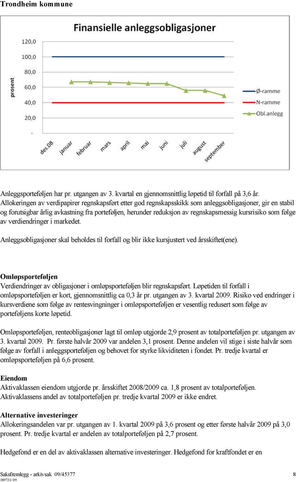 kursrisiko som følge av verdiendringer i markedet. Anleggsobligasjoner skal beholdes til forfall og blir ikke kursjustert ved årsskiftet(ene).