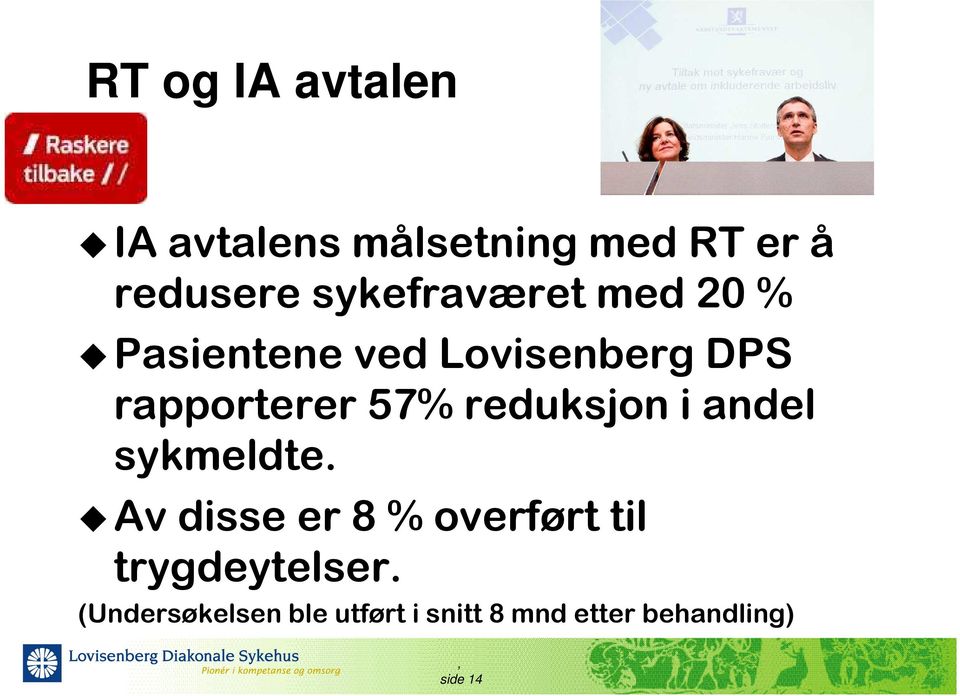 57% reduksjon i andel sykmeldte.