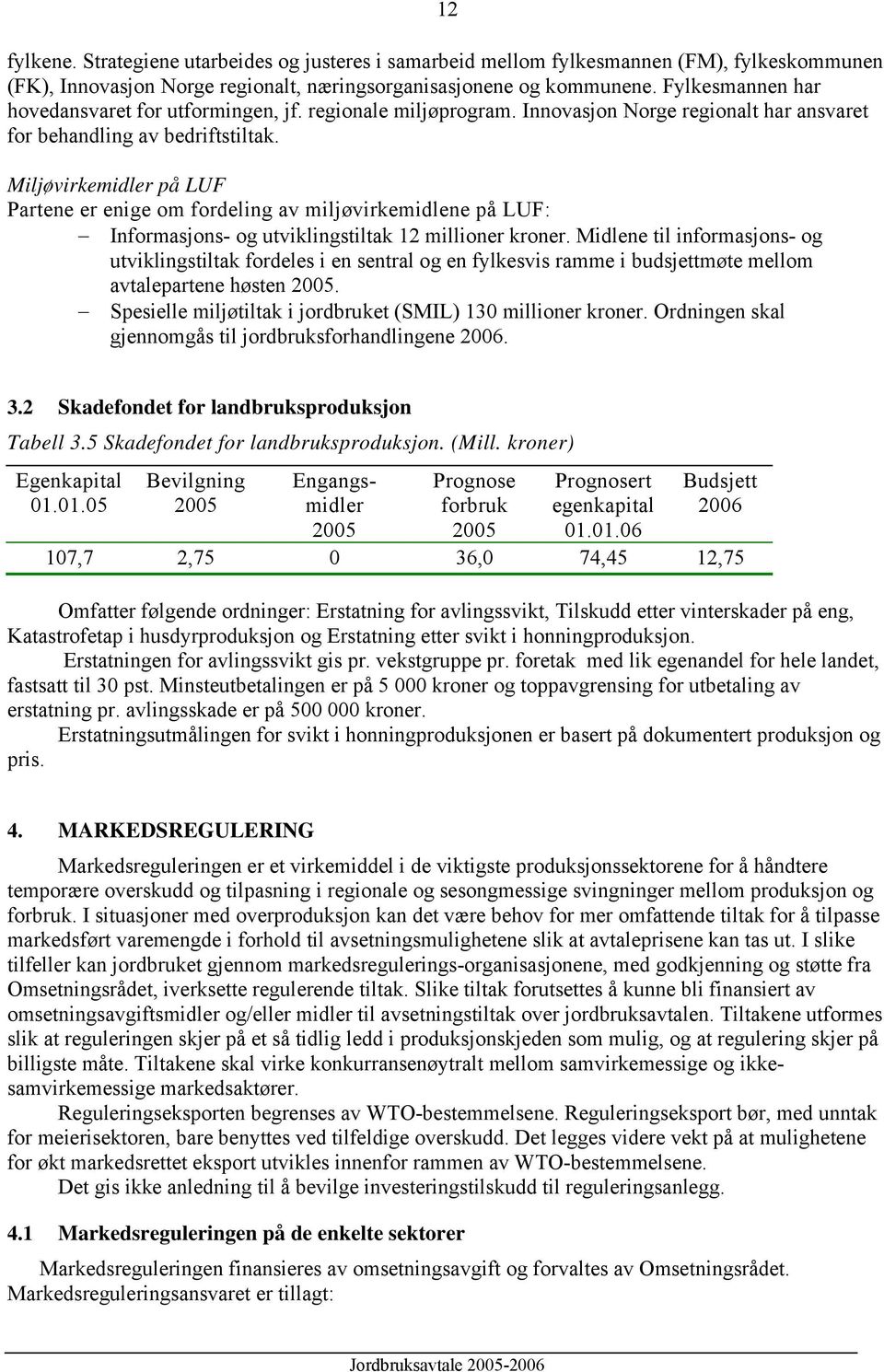 Miljøvirkemidler på LUF Partene er enige om fordeling av miljøvirkemidlene på LUF: Informasjons- og utviklingstiltak 12 millioner kroner.