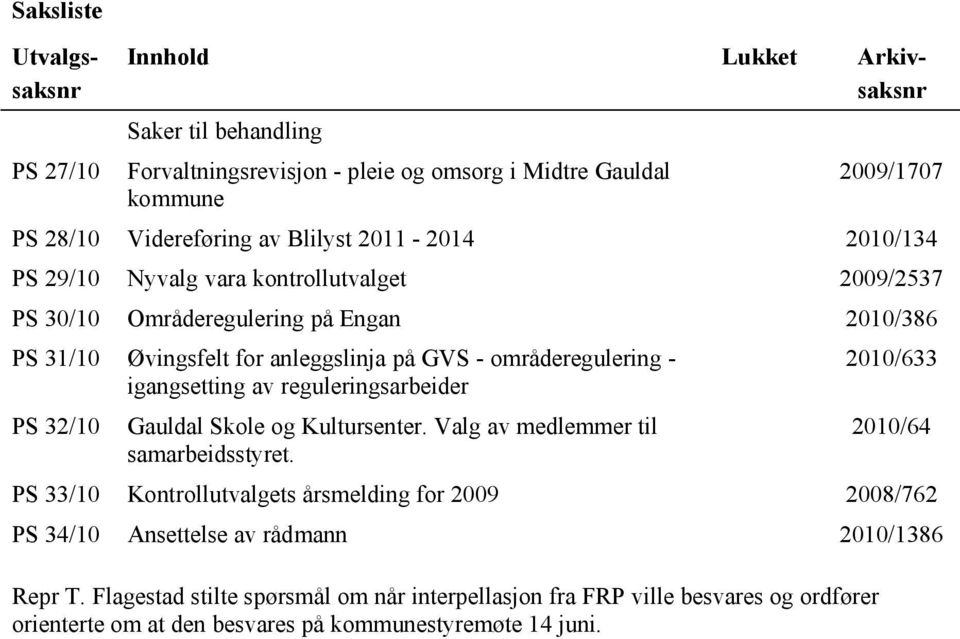 igangsetting av reguleringsarbeider PS 32/10 Gauldal Skole og Kultursenter. Valg av medlemmer til samarbeidsstyret.