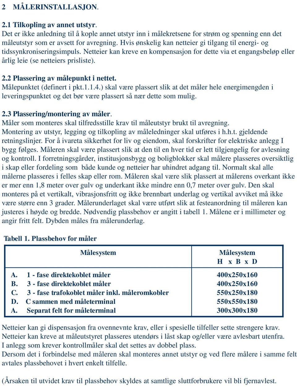 2 Passering av måepunt i nettet. Måepuntet (definert i pt.1.1.4.) sa være passert si at det måer hee energimengden i everingspuntet og det bør være passert så nær dette som muig. 2.