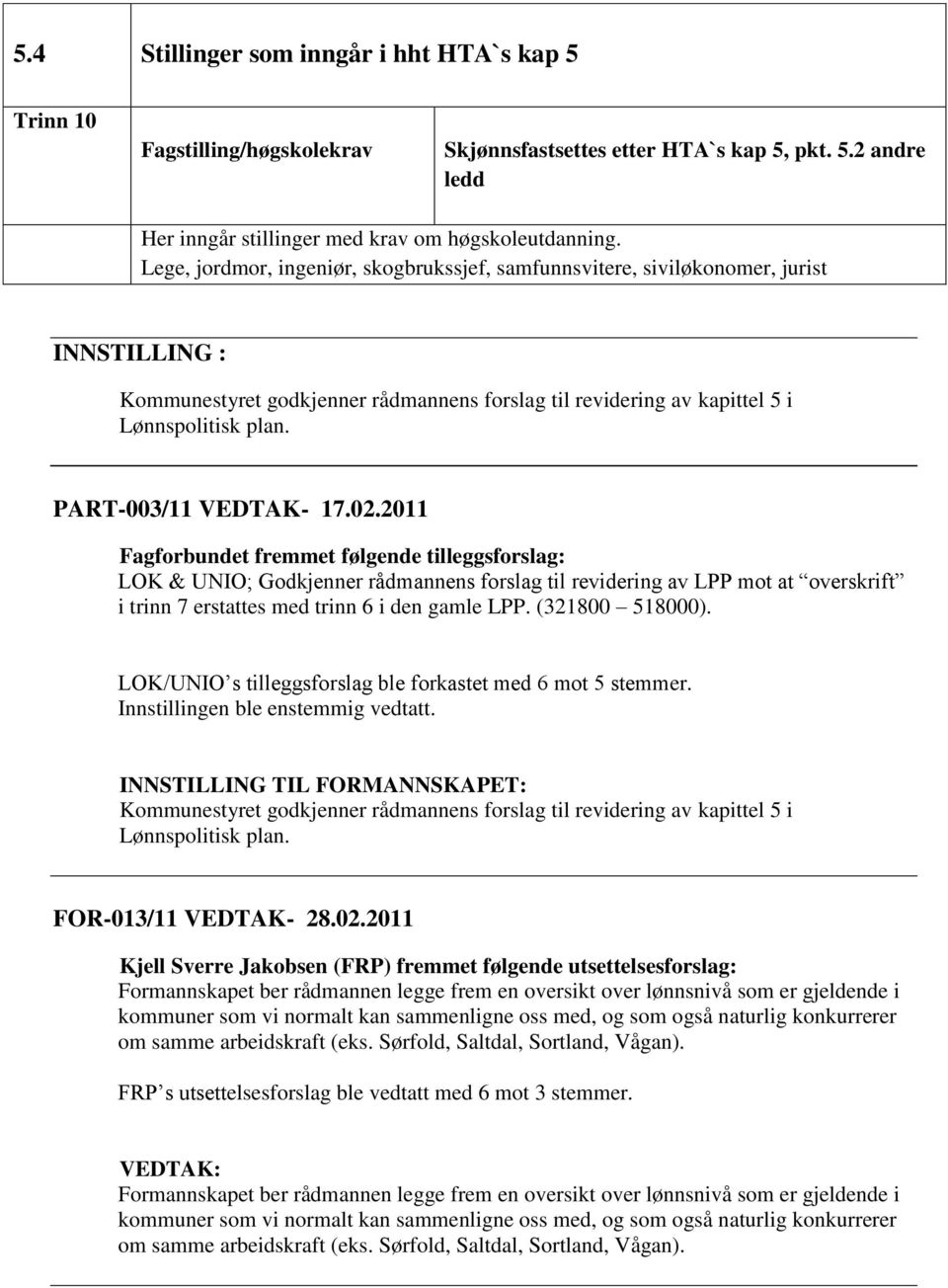 PART-003/11 VEDTAK- 17.02.