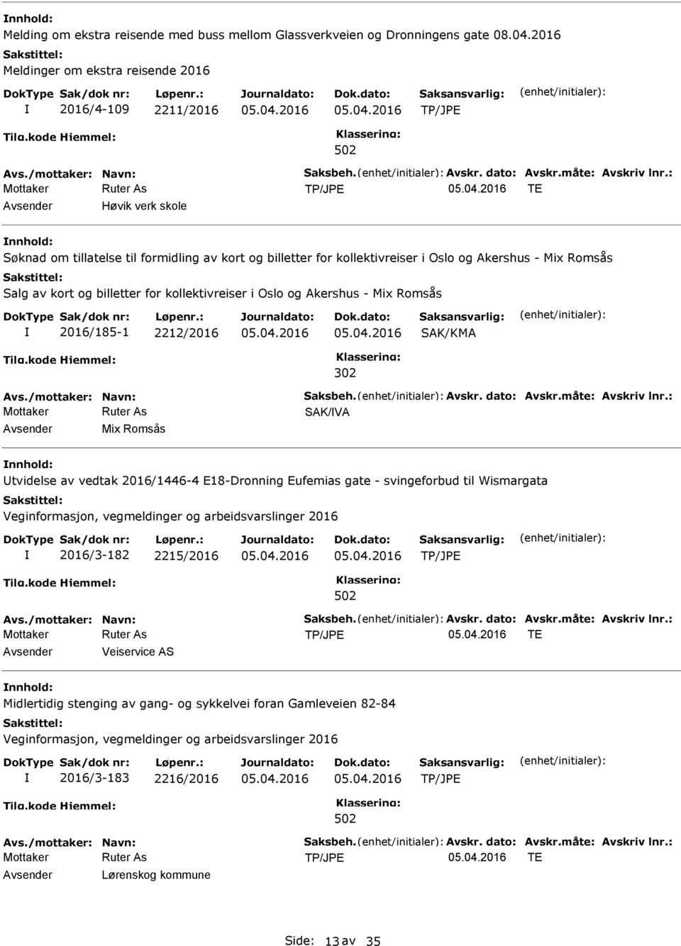 Oslo og Akershus - Mix Romsås 2016/185-1 2212/2016 SAK/KMA 302 SAK/VA Mix Romsås nnhold: tvidelse av vedtak 2016/1446-4 E18-Dronning Eufemias gate - svingeforbud til