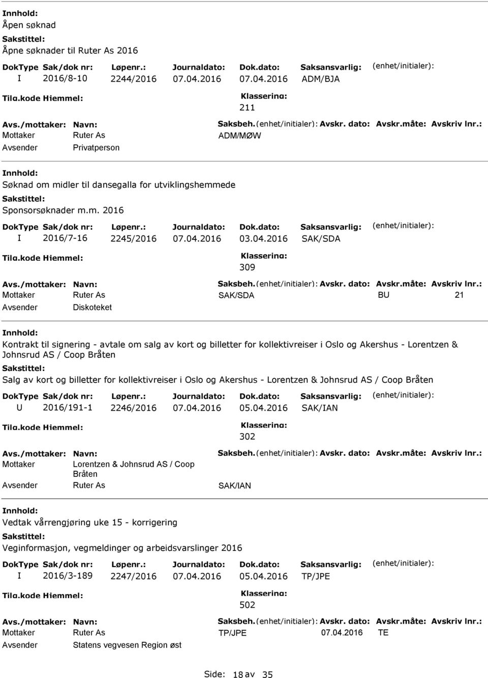 2016 SAK/SDA 309 SAK/SDA B 21 Diskoteket nnhold: Kontrakt til signering - avtale om salg av kort og billetter for kollektivreiser i Oslo og Akershus - Lorentzen & Johnsrud AS /