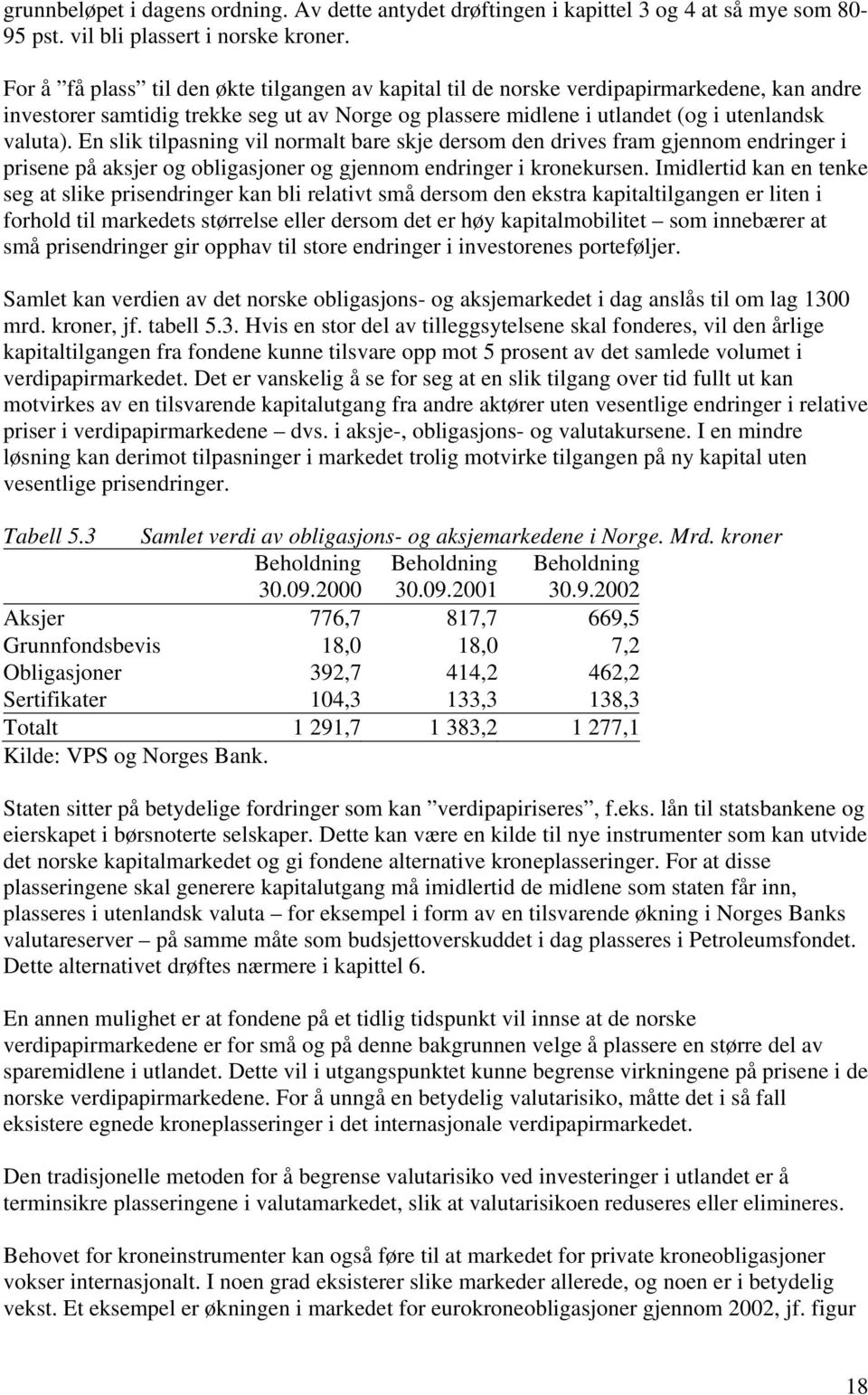 En slik tilpasning vil normalt bare skje dersom den drives fram gjennom endringer i prisene på aksjer og obligasjoner og gjennom endringer i kronekursen.