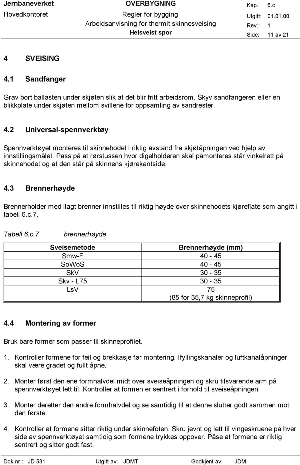 2 Universal-spennverktøy Spennverktøyet monteres til skinnehodet i riktig avstand fra skjøtåpningen ved hjelp av innstillingsmålet.