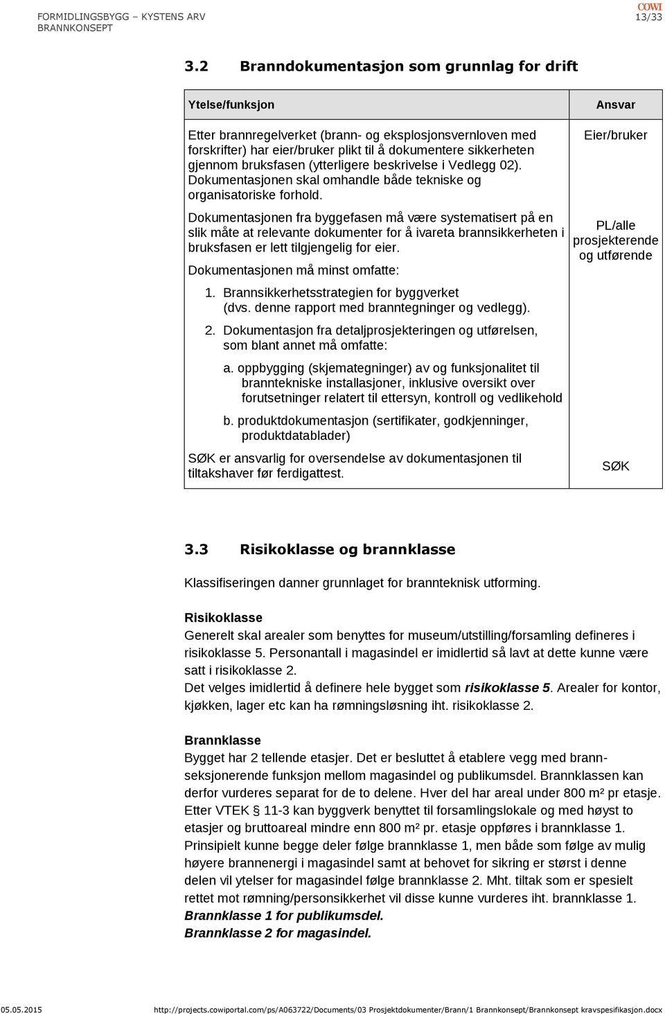 bruksfasen (ytterligere beskrivelse i Vedlegg 02). Dokumentasjonen skal omhandle både tekniske og organisatoriske forhold.