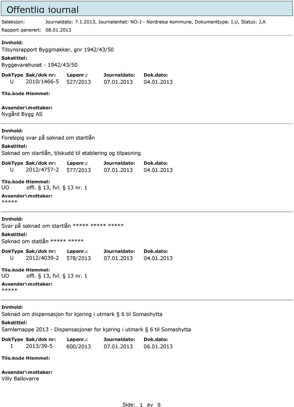 på søknad om startlån Søknad om startlån, tilskudd til etablering og tilpasning O 2012/4757-2 577/2013 ***** Svar på søknad om